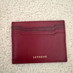 Senreve Burgundy Leather Card Holder - Made in Italy